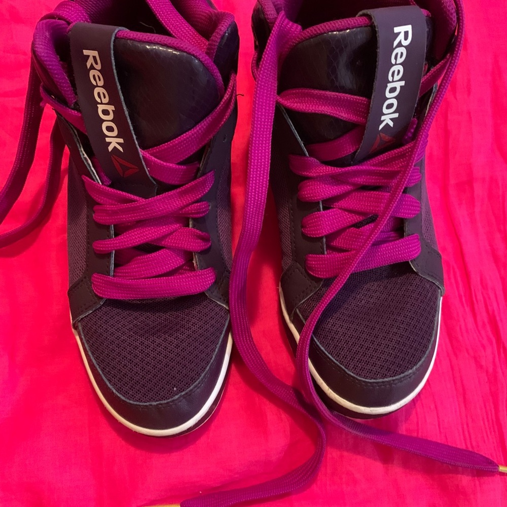 Purple Reebok athletic shoes